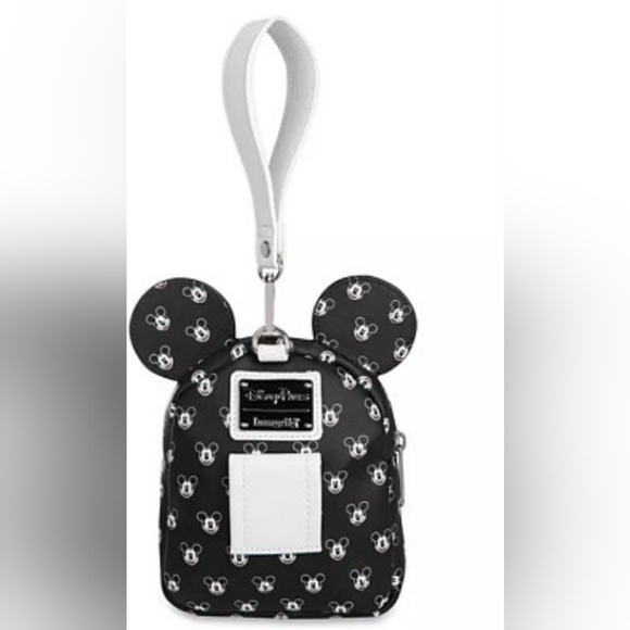 Disney Handbags - Disney Parks Loungefly Mickey Mouse Faces Mini Backpack Wristlet Black White Bag